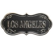 Wholesale - 24"x10" SCALLOP EMBSSD L.A. METAL WALL SIGN C/P 8, UPC: 651961756514